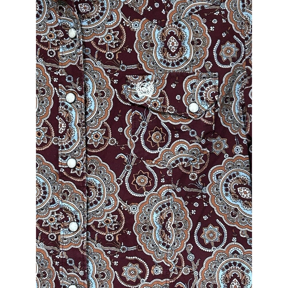 Cinch Pearl Snap Women’s Long Sleeve Western Rodeo Shirt Maroon Paisley Print S - Picture 2 of 7